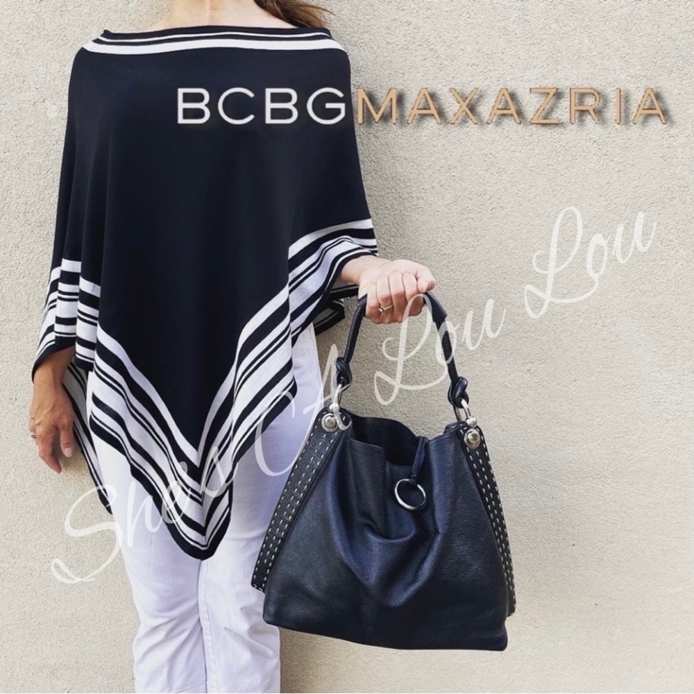 BCBG MAXAZRIA ⭐️ Signature Hobo Bag/Black & White Poncho BUNDLE